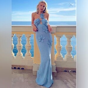 Meshki Kyla crochet dress in blue